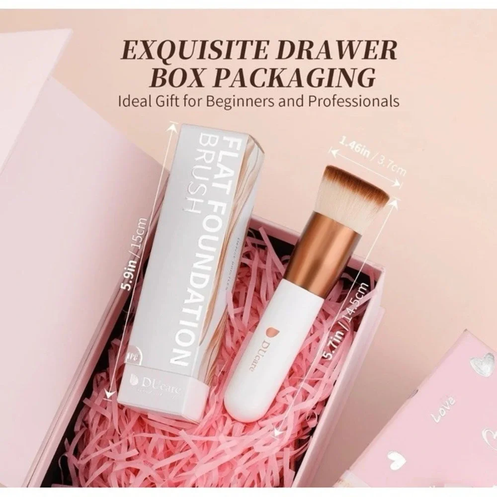 DUcare Flat Top Kabuki Foundation‎ Brush, Single Flat Foundation Brush